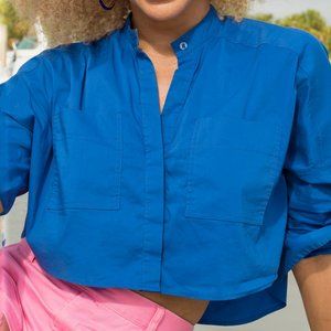 BCBG MAXAZRIA Blue Crop Top